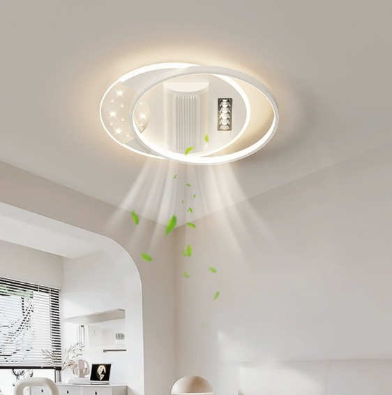 Modern Leafless LED Ceiling Fan with Remote Control Package Acrylic Lighting for New Living Room and Bedroom Whole House