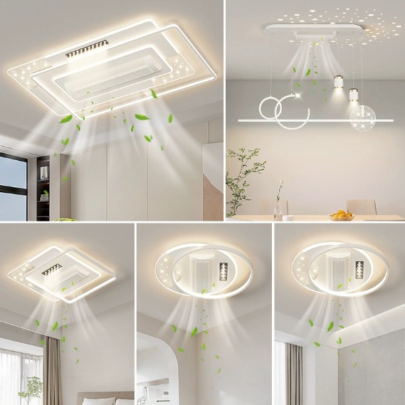 Modern Leafless LED Ceiling Fan with Remote Control Package Acrylic Lighting for New Living Room and Bedroom Whole House