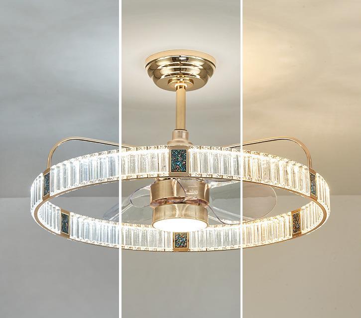 2026 New Style Light Luxury Crystal Ceiling Lamp Round Home & Living Room Chandelier with Fan Home & Bedroom Crystal Fan Light