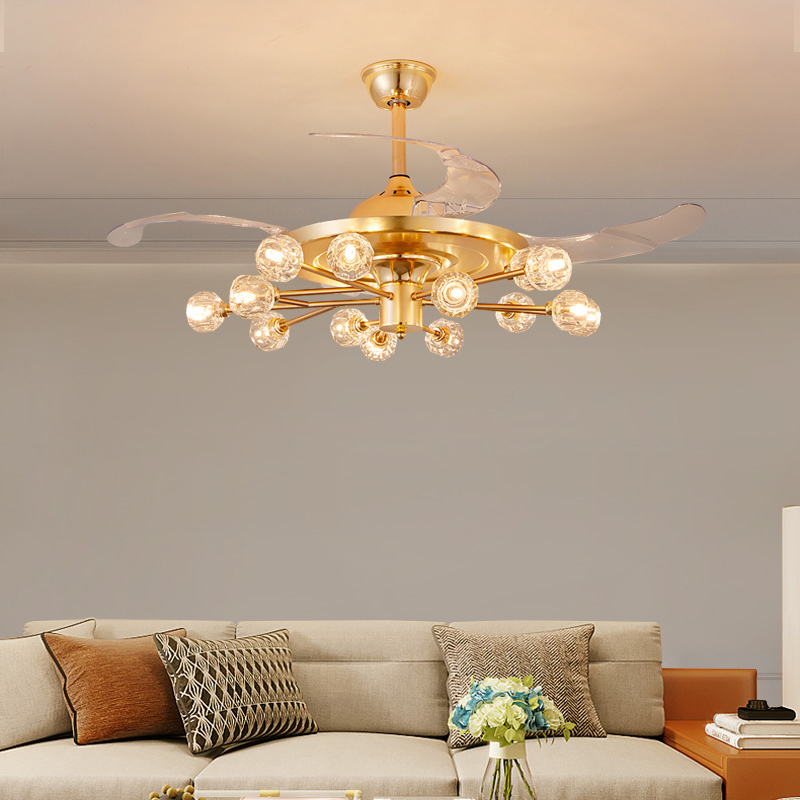 Modern Simple Nordic DC LED Firefly Ceiling Fan Chandelier Remote Control Dimmable 6-Speed for Bedroom Restaurant Living Room