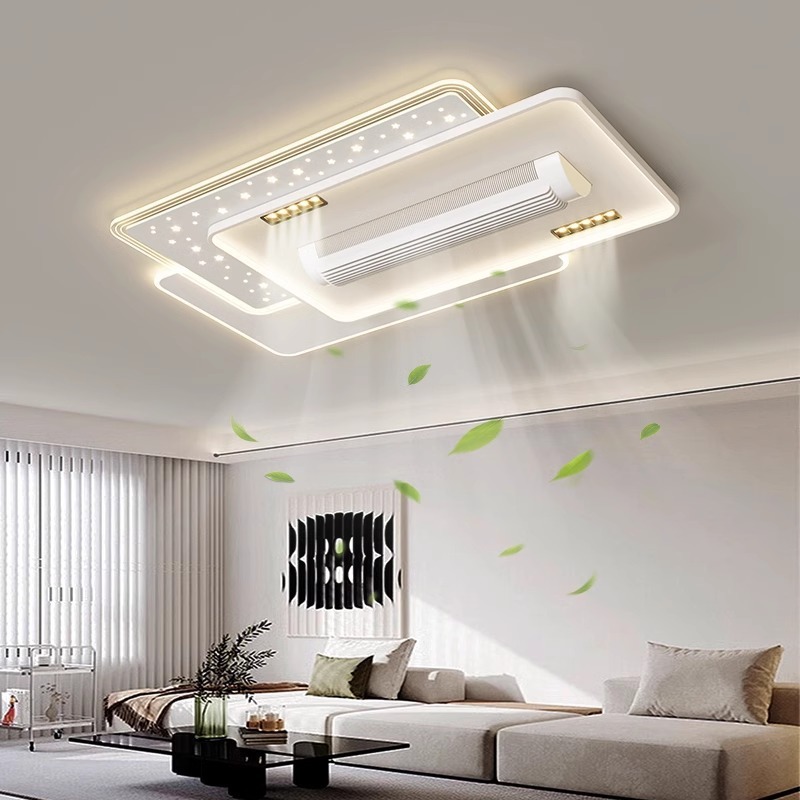 Modern Leafless LED Ceiling Fan Lamp Energy-Saving AC Motor Remote Control Silent Lighting Living Dining Bedroom Flush Mount