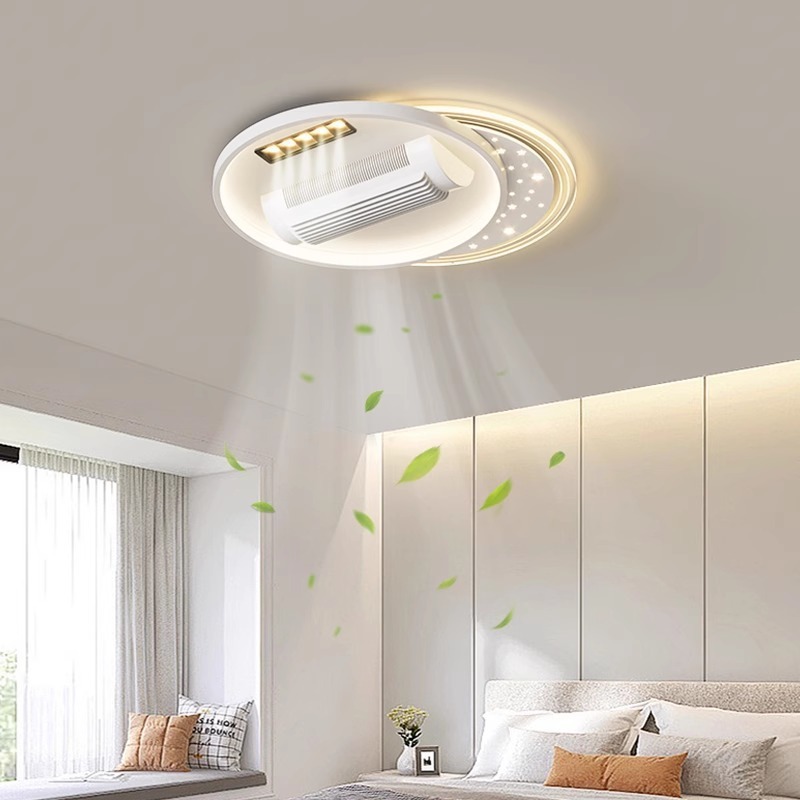 Modern Leafless LED Ceiling Fan Lamp Energy-Saving AC Motor Remote Control Silent Lighting Living Dining Bedroom Flush Mount