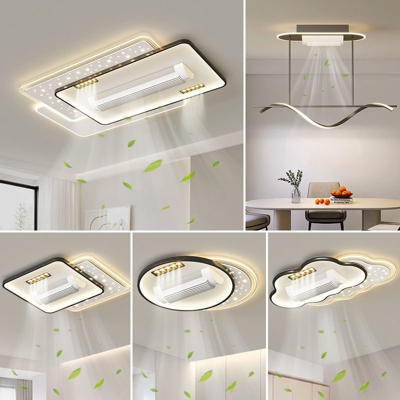 Modern Leafless LED Ceiling Fan Lamp Energy-Saving AC Motor Remote Control Silent Lighting Living Dining Bedroom Flush Mount