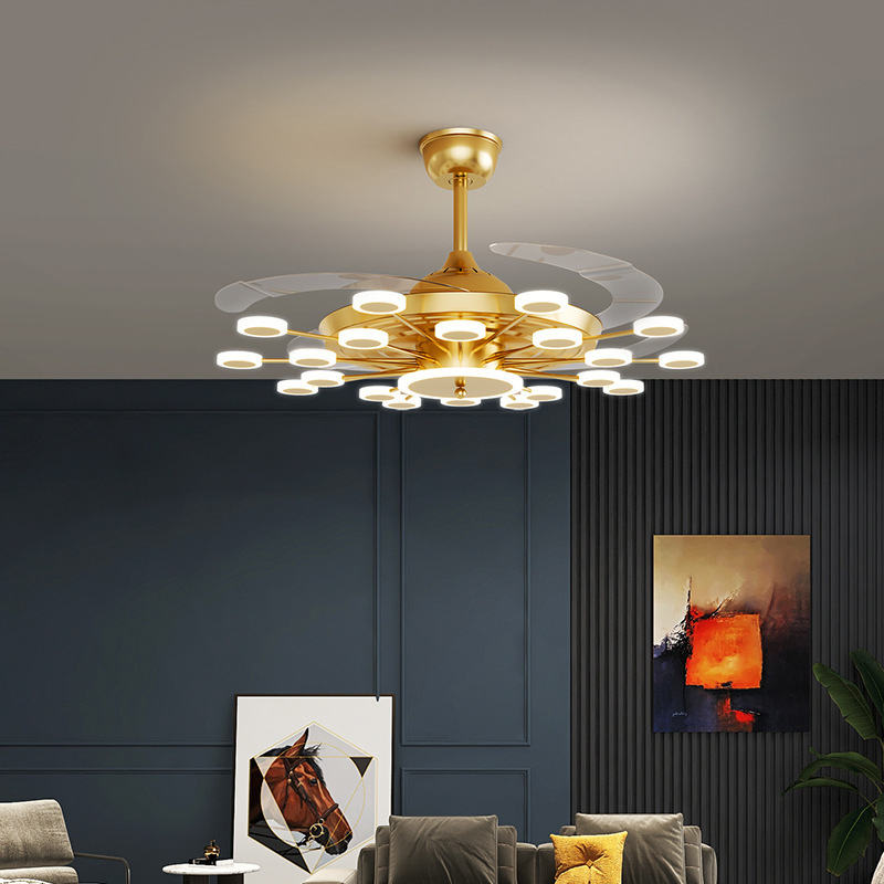 Luxury Fancy Nordic Living Room Chandelier Modern for High Ceiling Smart Celling Fan Silent 360 Degree Ceiling Fan LED