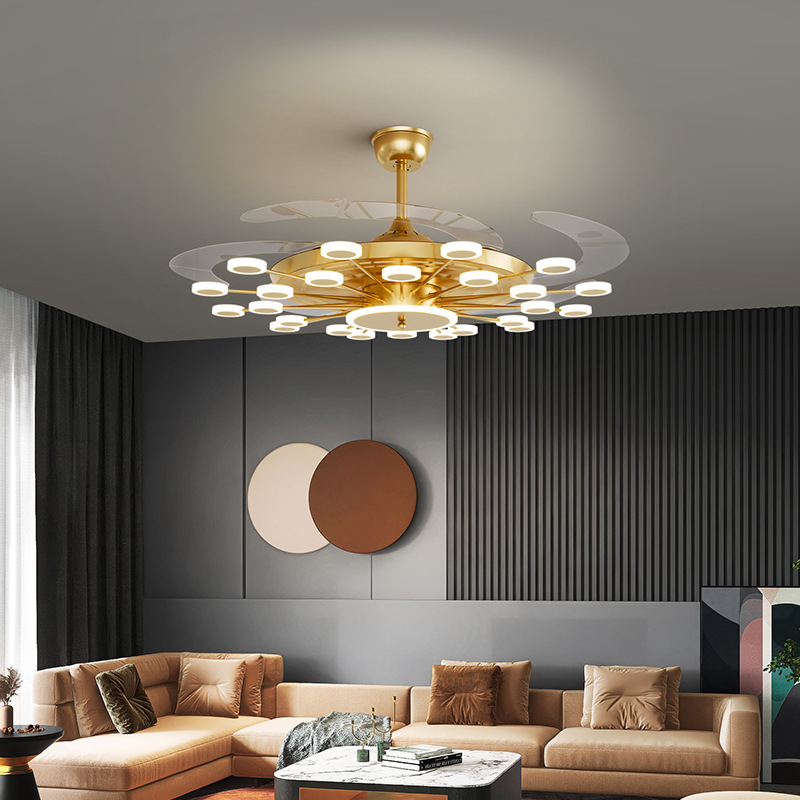 Luxury Fancy Nordic Living Room Chandelier Modern for High Ceiling Smart Celling Fan Silent 360 Degree Ceiling Fan LED