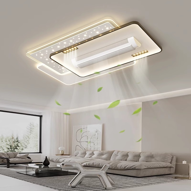 Bladeless Ceiling Lights with Fan and Remote Control Recessed Modern Ceiling Fan with Inverter Fan and Dimmable Light