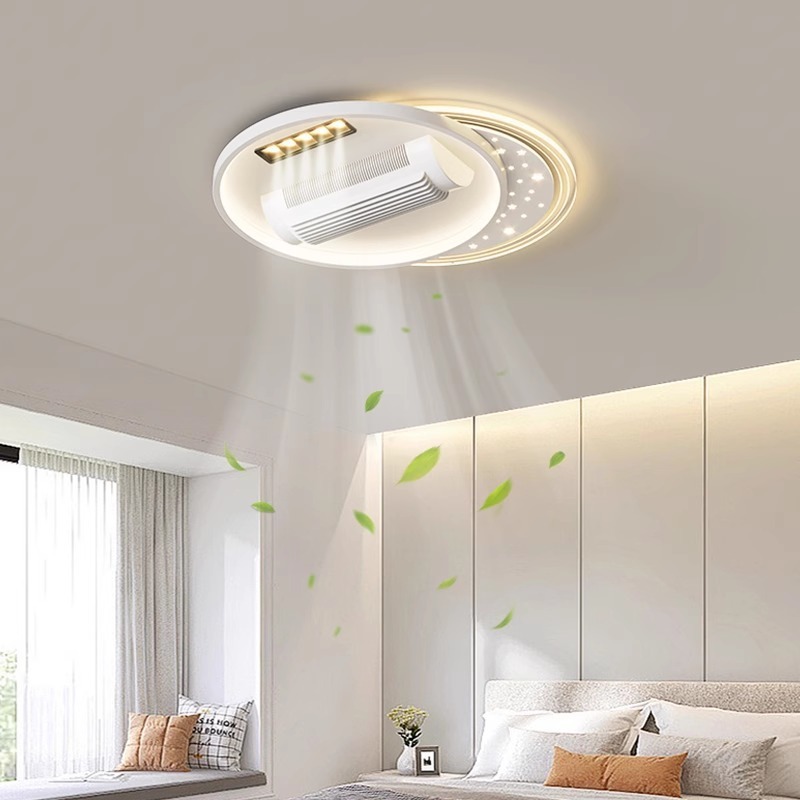Bladeless Ceiling Lights with Fan and Remote Control Recessed Modern Ceiling Fan with Inverter Fan and Dimmable Light