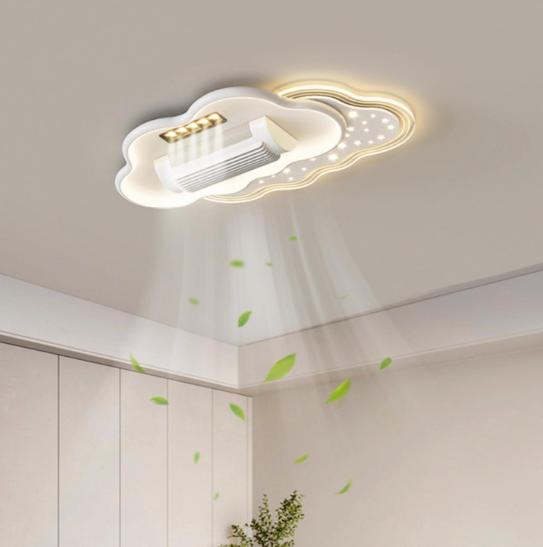 Bladeless Ceiling Lights with Fan and Remote Control Recessed Modern Ceiling Fan with Inverter Fan and Dimmable Light