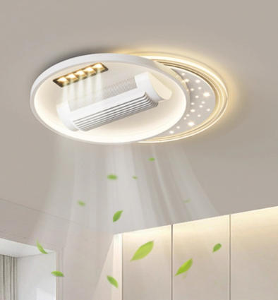 Bladeless Ceiling Lights with Fan and Remote Control Recessed Modern Ceiling Fan with Inverter Fan and Dimmable Light