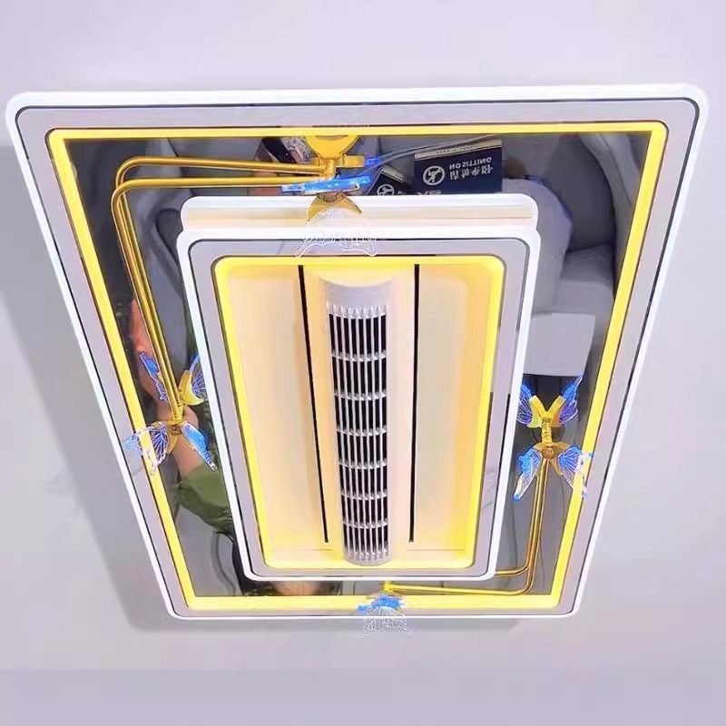 Hotel Living Room Bedroom Remote Control DC Motor Modern Square Bladeless Ceiling Fan with LED Light 6-Speed Dimmable 220V