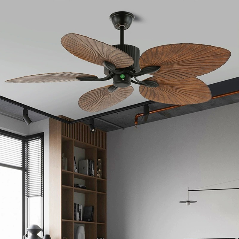 42 Inch Fancy Air Cooling  Decorative New Style Palmate Leaves 4 ABS Blades Ceiling Fan, Include Pull Chain Control
