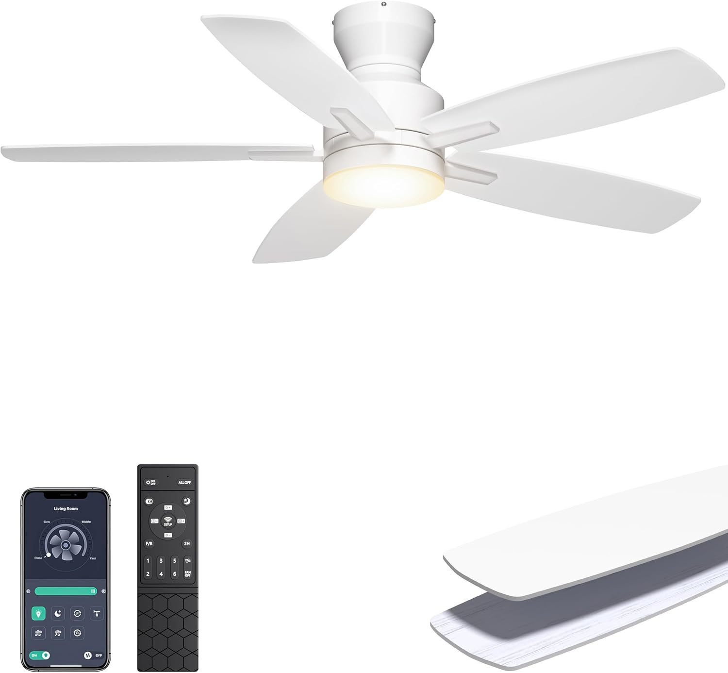 Indoor Decor Ceiling Fan 42 Inch DC Inverter Ceiling Fan 6 Speed/5 Piece Plywood Blades Ceiling Fan with Remote Control