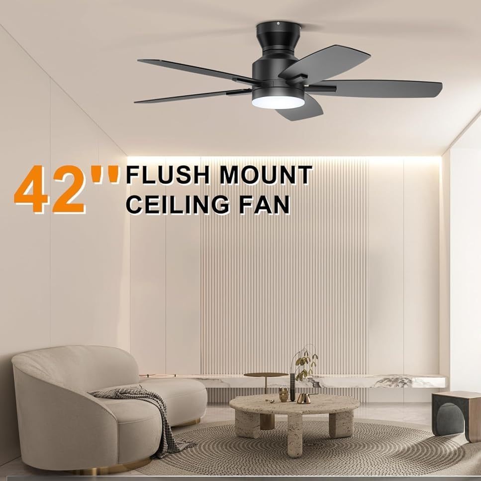 Indoor Decor Ceiling Fan 42 Inch DC Inverter Ceiling Fan 6 Speed/5 Piece Plywood Blades Ceiling Fan with Remote Control