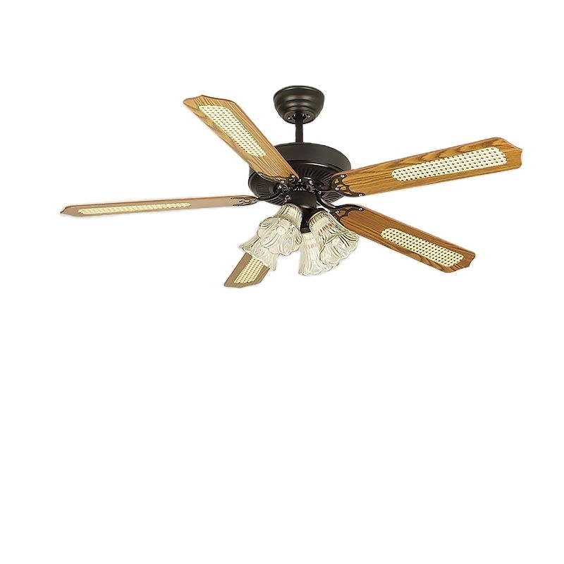 Classic Metal Ceiling Fan Lamp with Light AC Motor Electric Remote Control for Hotel & Household Use 5 Blades