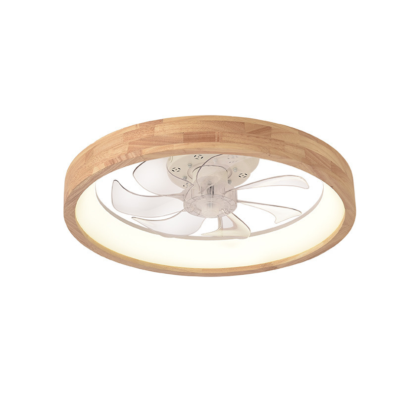 Japanese-Style LED Ceiling Fan Lamp Solid Wood Modern Nordic for Master Bedroom Living Dining Room 110V Cross-Border Metal