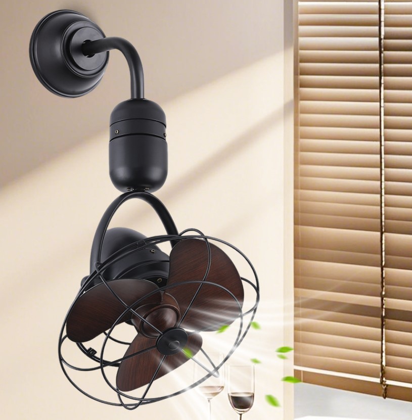 Decorative 16 Inch Ceiling and Wall Dual-Purpose Mounted Single Directional Oscillating Corner Ceiling Fans With Remote Control