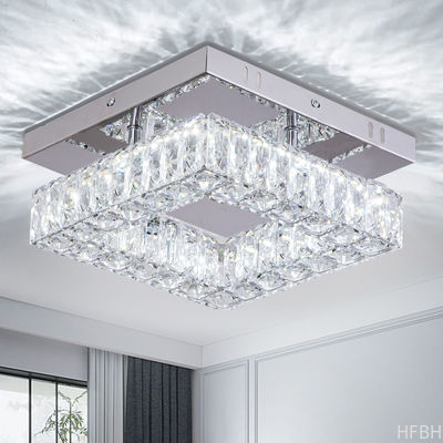 Square Flush Mount Crystal Chandelier Tavan Ventilatörü Mutfak Banyo