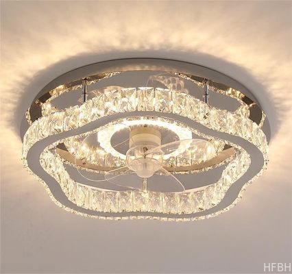 Işıklı Lüks Kristal Tavan Ventilatörü Işıklı Nordic Sessiz Gizli Tavan Ventilatörü Işıklı