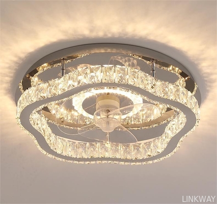 wholesale  Light Luxury Crystal Ceiling Fan Light Nordic Silent Concealed Ceiling Fan With Light