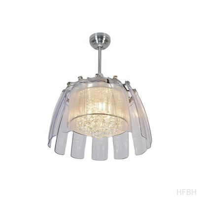Modern 50 inç LED Kristal Tavan Ventilatörü Işık, Işıklı Şeffaf Blade Tavan Ventilatörü