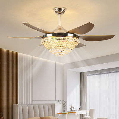 Oturma odası kristal LED tavan fanı 52 inç uzaktan kumanda