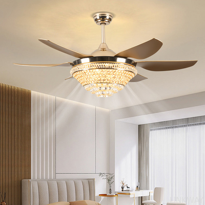 Wholesale     Living Room Crystal LED Ceiling Fan 52 Inch Remote Control