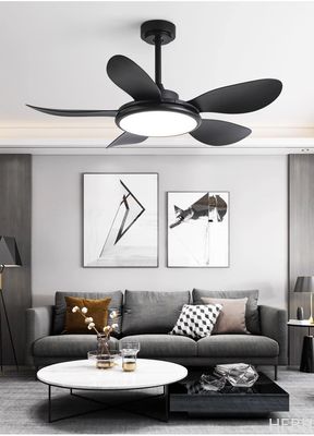Büyük Rüzgar Enerjisi Elektrik Fan Kolye Işık Beş Yapraklı Katı Ahşap Tavan Fanı