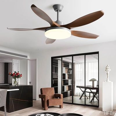 Minimalist Ahşap Blade Tavan Ventilatörü 46 Inch 5 Blades Ev İçi Entegre Ventilatör Kolye Işığı