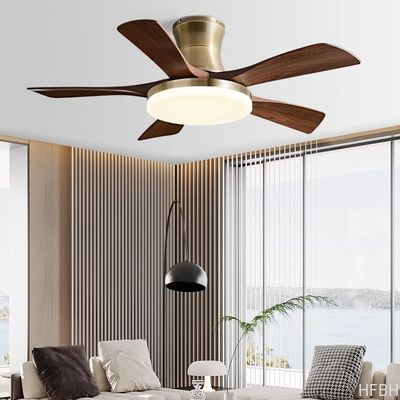 Vintage Katı Ahşap Kılıf Tavan Ventilatörü 40 Inç Çin Tarzı Akıllı Ventilatör Işık