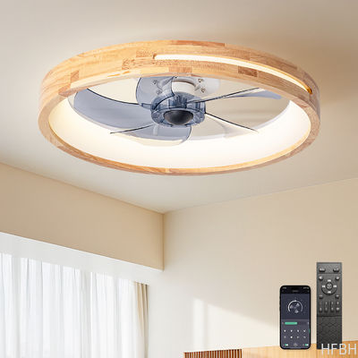 20 inçlik LED Tavan Ventilatörü 5 Ahşap Yaprak Özel Uzaktan Kumanda Kapatma Zamanlaması 3 Hızlı Modern Oturma Odası 60W 110V