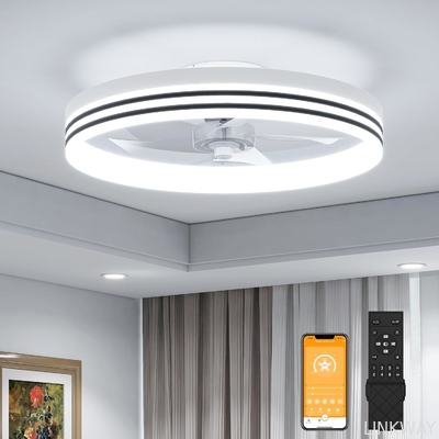 Wholesale   20 Inch 5 Blades 6 Wind Speeds Smart Low Profile Ceiling Fan Lights Flush Mount With APP Remote for Bedroom Living Room