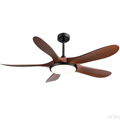 Factory Best Seller 56-Inch Modern Ceiling Fan Light 5 ABS Blades Walnut/Lightwood Remote Control DC Motor Iron Lamp for Living Room