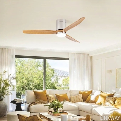 Manufacturer LED Ceiling Fan Manufacture 52 Inches Wooden Blades Nickel Led Lighting Ceiling Fan