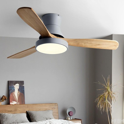 Modern İskandinav Fantezi 3 Ahşap Bıçaklı 42 İnç Enerji Tasarruflu Dc Motor Dekoratif Led Tavan Vantilatörü