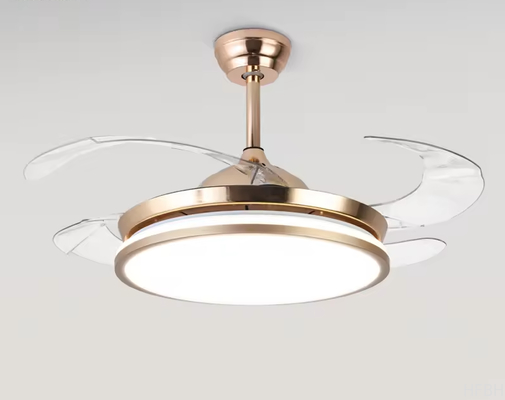 Factory 42''Indoor Modern Retractable Pendant Fans Lamp Iron ABS Body LED Chandelier Ceiling Fan with Lights and Remote for Home Bedroom