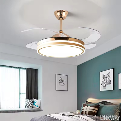 Factory 2025 Modern LED Ceiling Fan Light for Home and Restaurant Bluetooth Mute Simple Invisible Iron Chandelier 220V