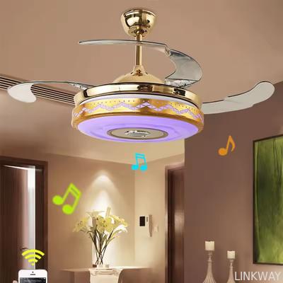 Manufactory China OEM Invisible Blade Living Room Decorative Enclosed Ceiling Fans Light Lamp