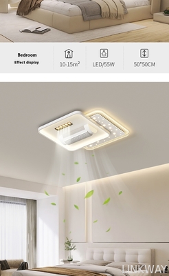 Wholesale   English Voice Control LED Ceiling Fan Light Living Room Leafless Bedroom Soft Wind Invisible Fan Light Mute Eye