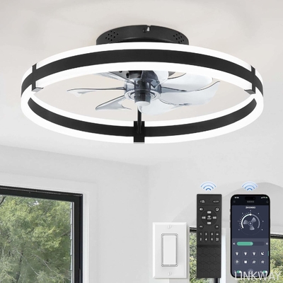 Wholesale  Remote Modern Flush Mount Led Fan Light Fandelier Ceiling Fans for Bedroom