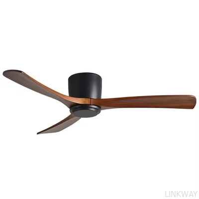 Wholesale   Remote or Wifi Tuya App Residential Low Profile Flush Mount Propeller Wood Blades Energy Saving Ceiling Fan for Low Ceiling
