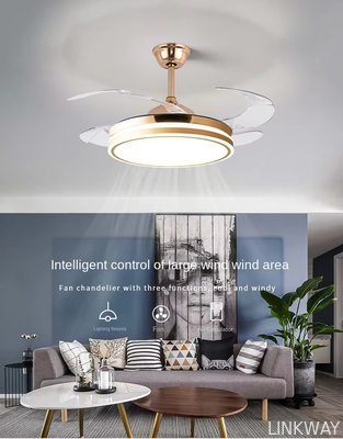 Wholesale    Modern LED Ceiling Fan Light for Home and Restaurant Bluetooth Mute Simple Invisible Iron Chandelier 220V