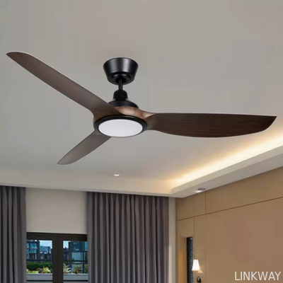wholesale   Quiet Motor Cafe Living Room Dining Room Bedroom Study Room 52inch LED Ceiling Fan Light Kits