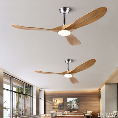 Factory New Style Nordic Luxury 52 Inch Solid Wooden 3 Blade Modern Dc Motor Mute Ceiling Fan Light Large Ceiling Fan