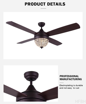 52 Inch Fancy Modern Air Cooling Fan Crystal Lamp Fan ORB Ceiling Fan Light With 4 Plywood Blades Include Remote Control